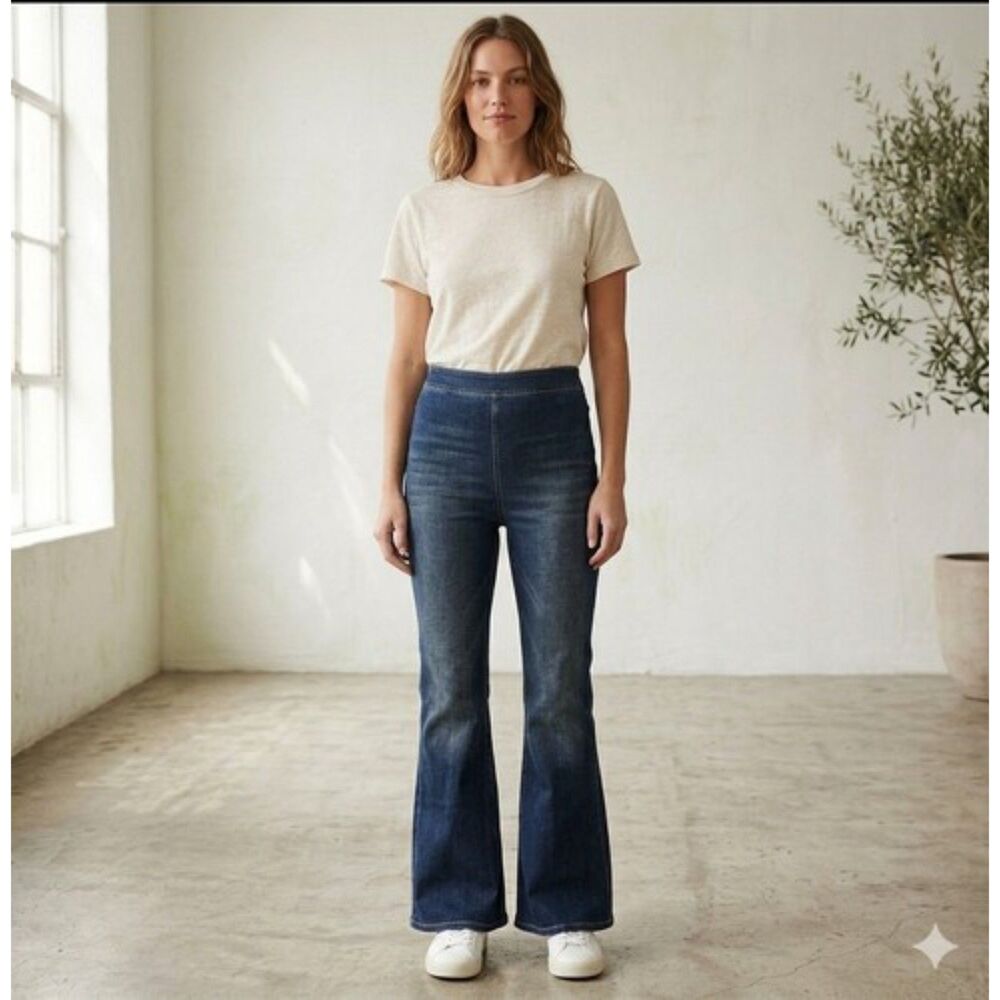 Free People We The Free Jeans Womens Sz 31 Pull On Flare Denim Pants hippy retro